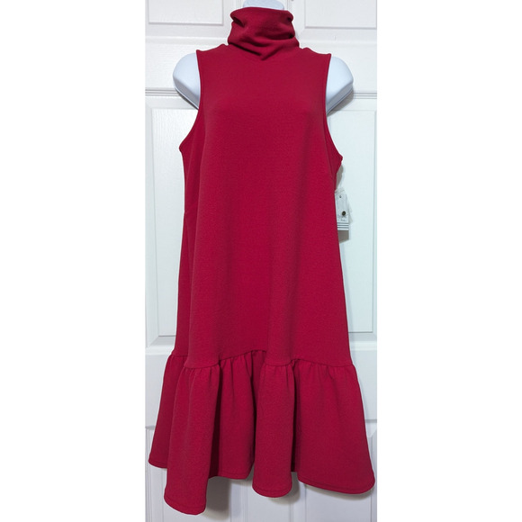 Ophelia Roe Red Sleeveless Keyhole Mock Neck Ruffle Dress Office Plus Size 1X - Picture 8 of 11